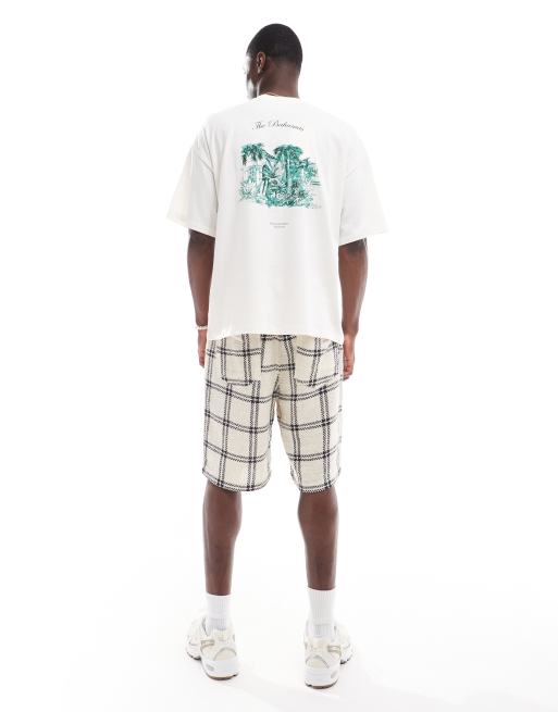 Selected Homme - Oversized T-shirt met Bahamas-print op de achterkant in crème, 4 van 4