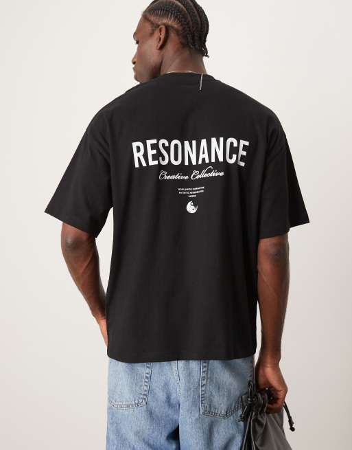 Selected Homme - Oversized T-shirt met yin yang print op de rug in zwart