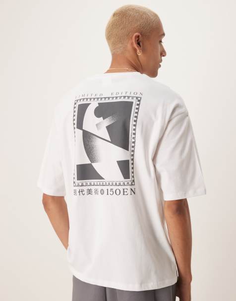 Selected Homme oversized t-shirt with backprint in white - view 1