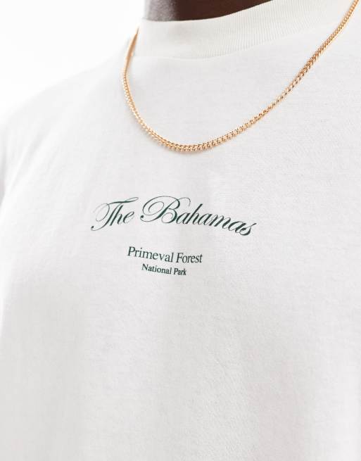 Selected Homme oversized t-shirt with bahamas back print in cream, 2 of 4