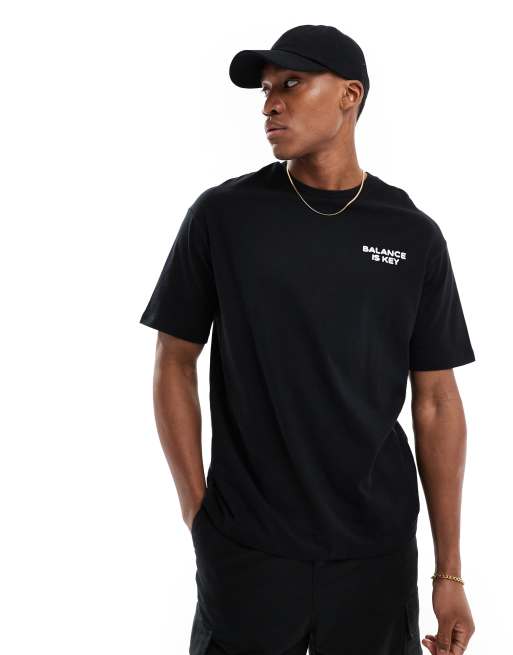 Selected Homme oversized t-shirt with balance palm placement back print in black, 2 of 4