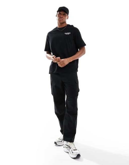 Selected Homme oversized t-shirt with balance palm placement back print in black, 3 of 4