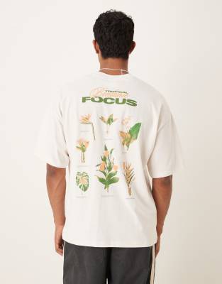 oversized t-shirt with botanical back print in off white