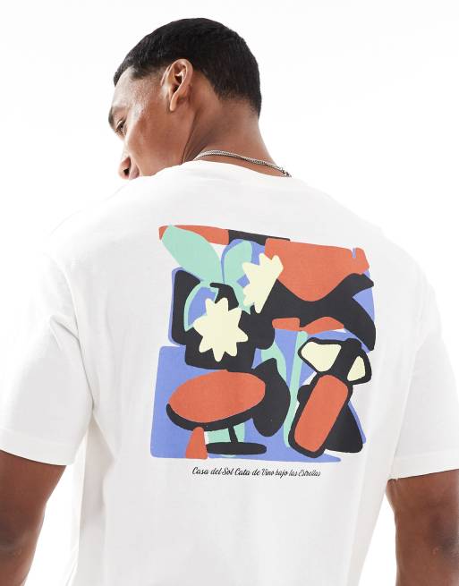 Selected Homme oversized t-shirt with bright graphic back print in white