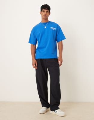 Selected Homme Oversized T-shirt With Celestial Back Print In Blue