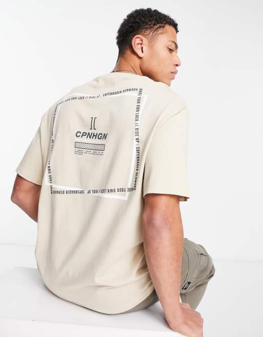 Selected Homme oversized t shirt with CPNHGN back print in beige