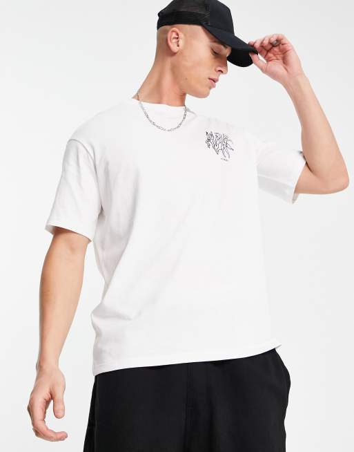 Selected Homme oversized t-shirt with dance drawing back print in white