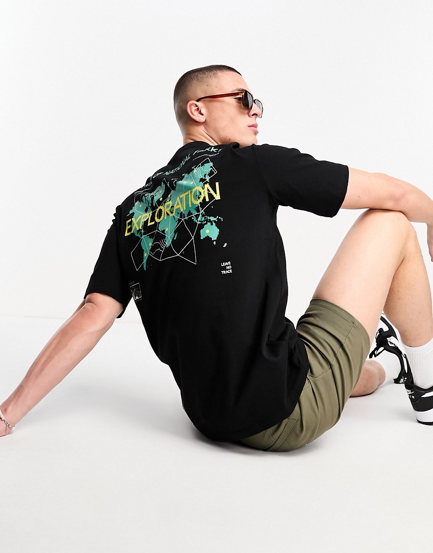 Selected Homme oversized t-shirt with exploration back print in black