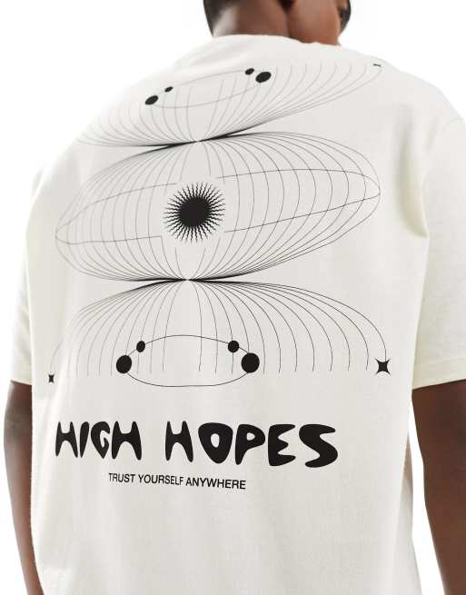 Selected Homme oversized t-shirt with high hopes back print in white 