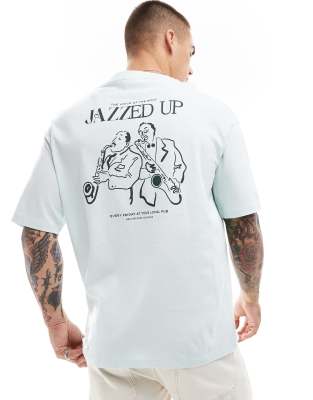 oversized T-shirt with jazzed up backprint in blue