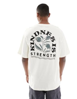 Selected Homme oversized t-shirt with kindness is strength backprint in cream