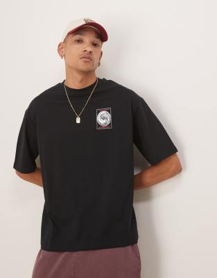Selected Homme Oversized T-shirt With Koi Back Print In Black