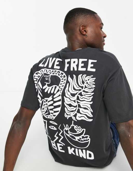 Selected Homme oversized t shirt with live free back print in black