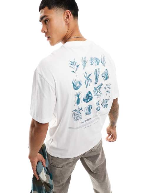 Selected Homme oversized t-shirt with dance drawing back print in