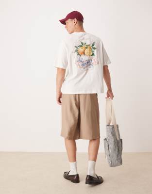 oversized T-shirt with oranges back print in off-white