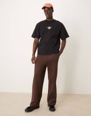 Selected Homme Oversized T-shirt With Sun Backprint In Black
