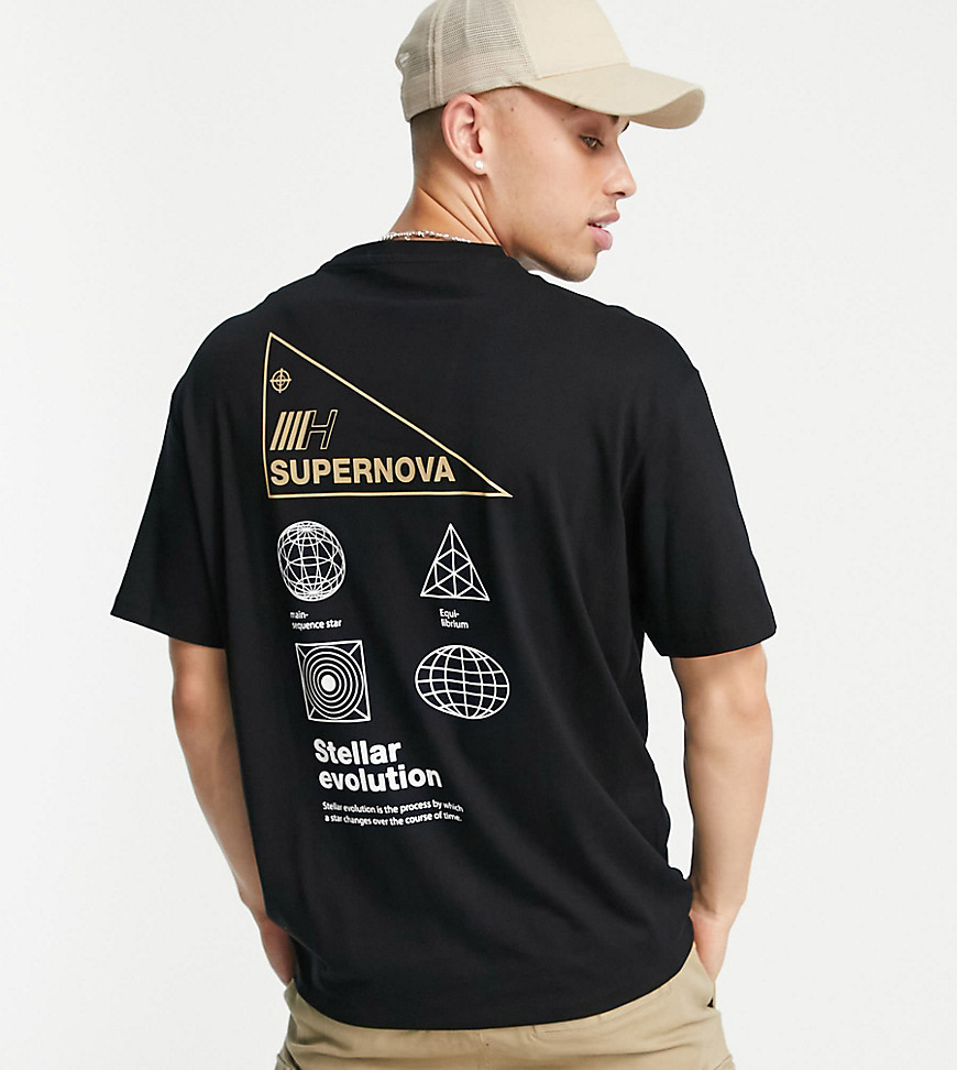 Selected Homme oversized T-shirt with 'Supernova' back print in black - Exclusive to ASOS