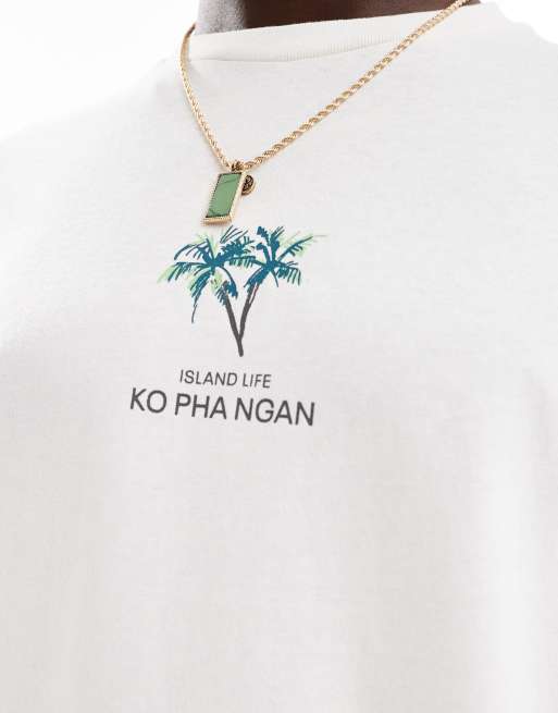 Selected Homme oversized t-shirt with thailand back print in cream, 2 of 4