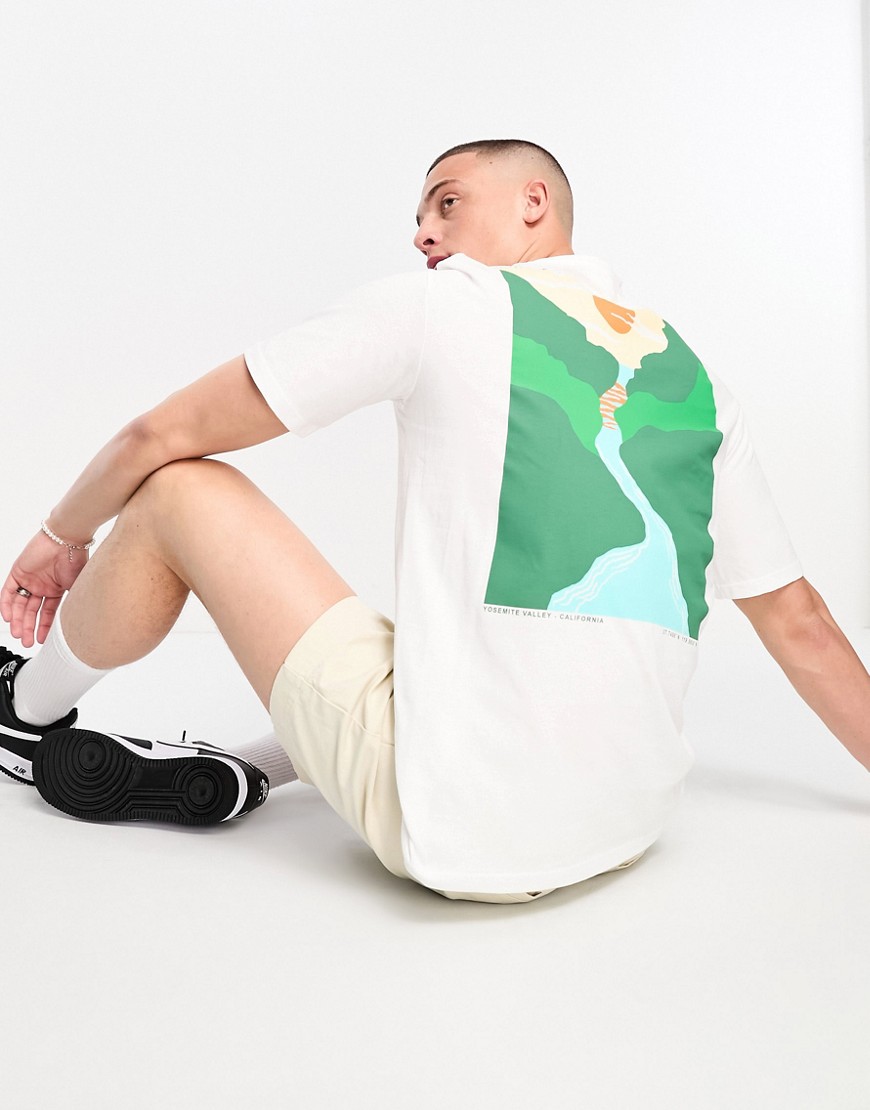 Selected Homme oversized t-shirt with valley back print in white