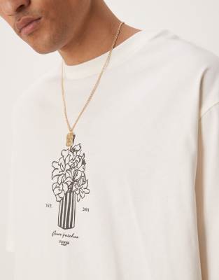 Selected Homme Oversized T-shirt With Vase Chest Print