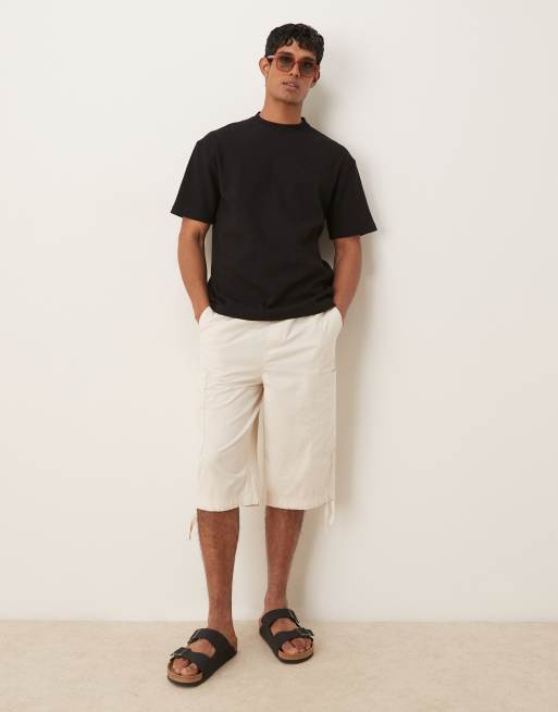 Selected Homme oversized waffle knit t-shirt in black
