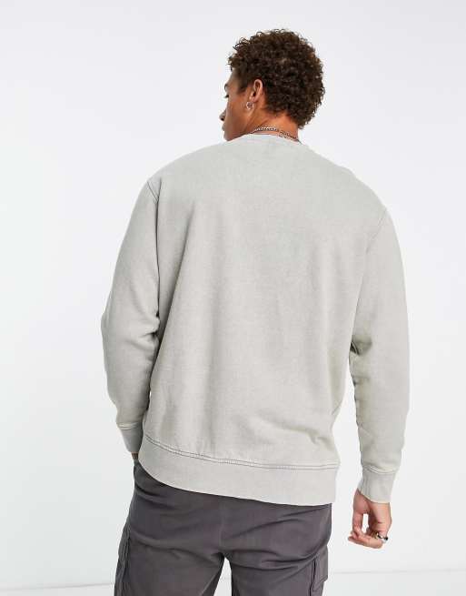 Selected Homme oversized washed sweat with logo in gray ASOS