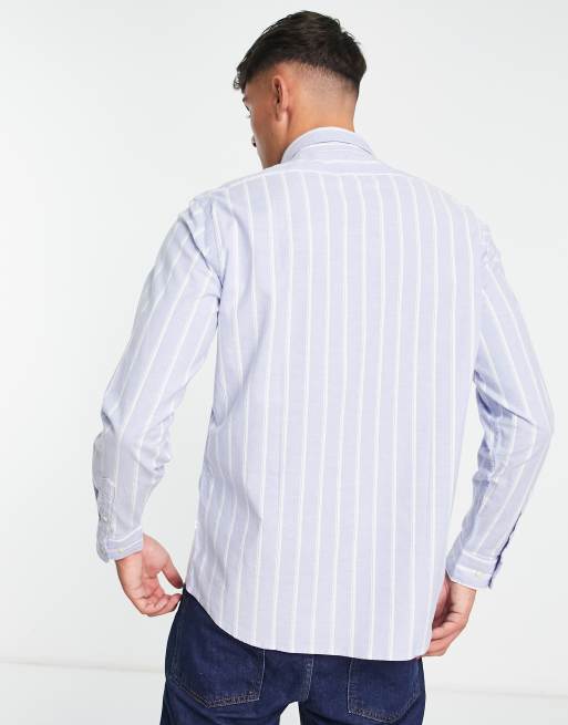 Selected Homme oxford button down collar shirt in light blue stripe, 2 of 4