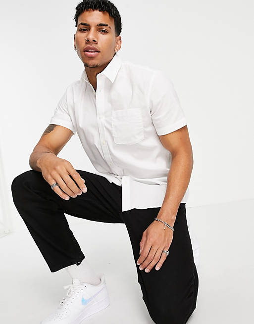 Selected Homme oxford shirt with short sleeves in white