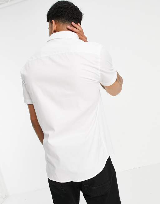 Selected Homme oxford shirt with short sleeves in white, 2 of 4