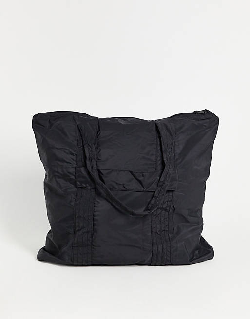  Selected Homme packable tote in black made from recycled polyester 