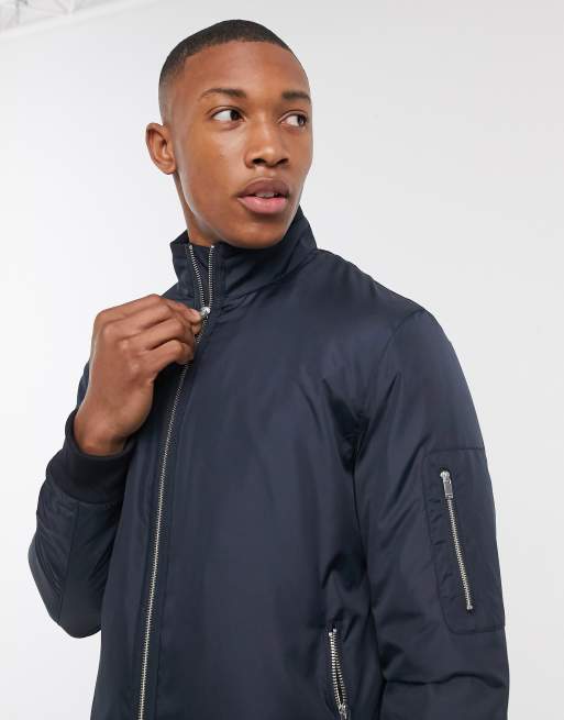 Selected Homme padded bomber jacket in navy