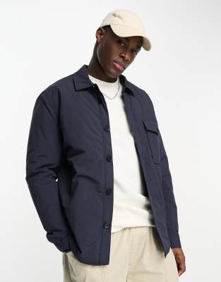 Selected Homme Padded Worker Jacket In Navy