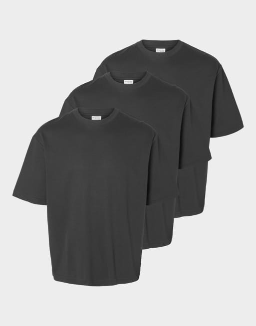 Selected Homme - Pakke med 3 sorte T-shirts