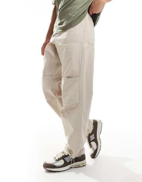 Selected Homme - Pantalon ample en tissu ripstop avec taille élastique - Taupe - view 1