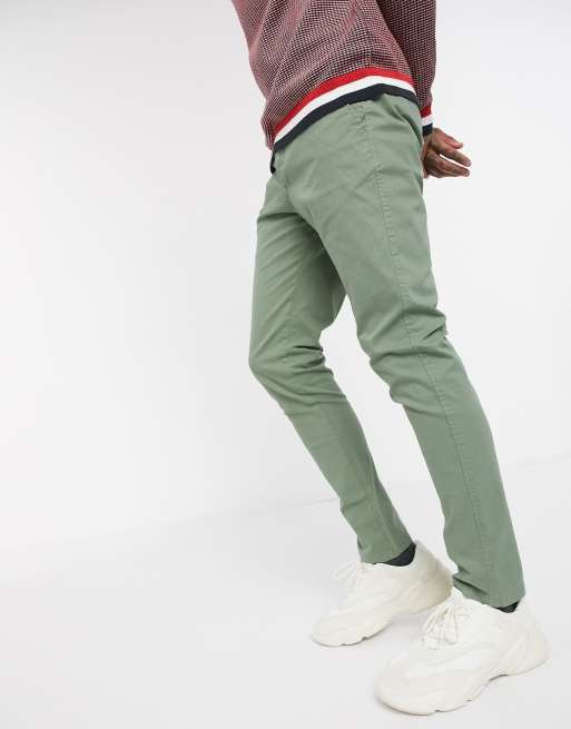 waarom niet Giotto Dibondon decaan Selected Homme - Pantalon chino ajusté en coton biologique - Vert clair |  ASOS