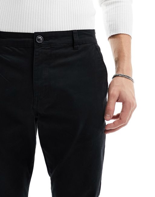 Pantalon noir coupe chino ajusté pour homme - Ollygan
