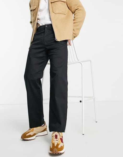 Selected Homme - Pantalon chino ample en coton - Noir - BLACK