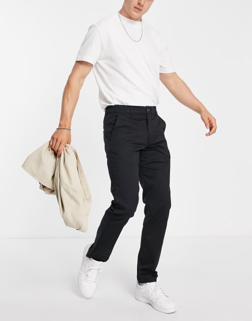 Pantalon droit en coton noir homme