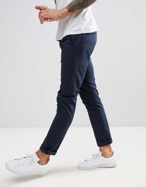 Selected Homme Pantalon chino slim avec ceinture en cuir italien