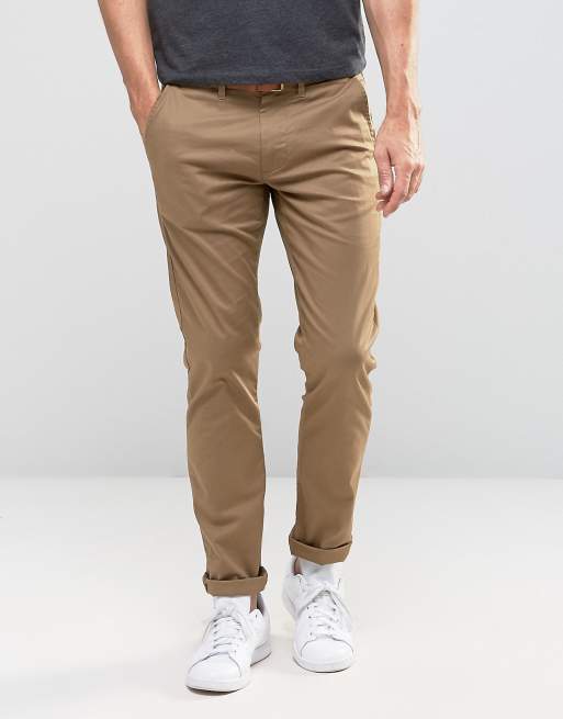 Pantalon chino slim + ceinture