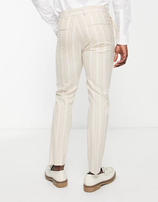 Pantalon Homme : pantalon couleur, Uni, Rayé