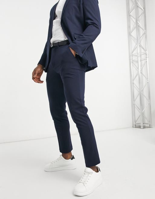 Selected Homme Pantalon de costume coupe slim en jersey Bleu