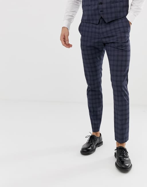 Pantalon carreaux best sale homme bleu