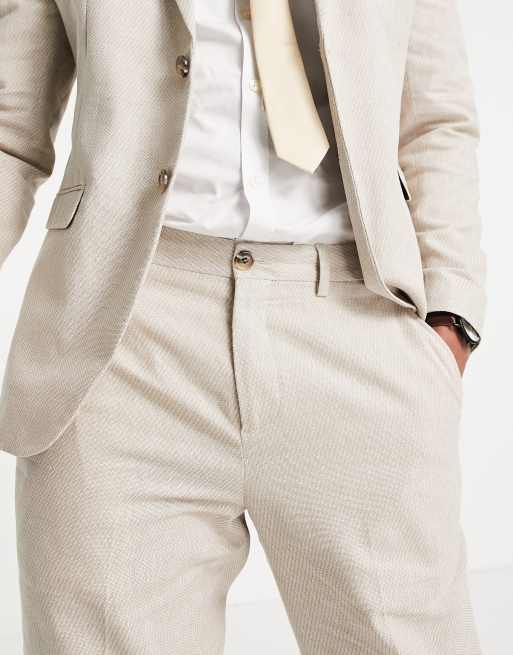 Selected Homme Pantalon de costume slim en lin m lang fusel Beige