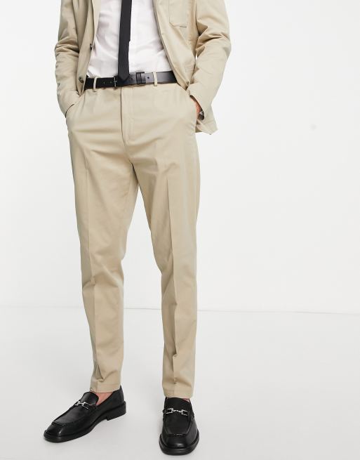 Pantalon de costume séparable serge de coton léger beige homme