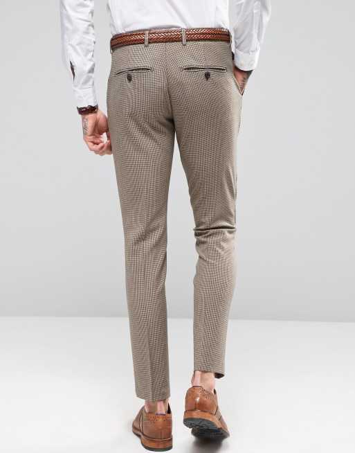 Selected Homme Pantalon de costume slim stretch pour mariage motif pied de poule