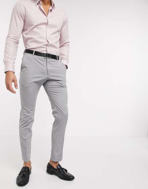 Pantalon gris slim cheap homme