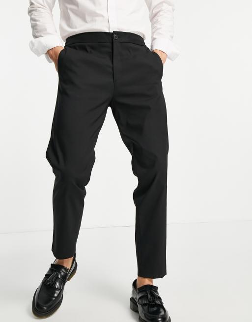 Selected Homme Pantalon habillé slim fuselé avec taille élastique
