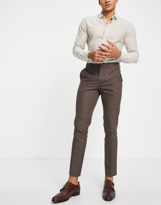 Pantalon Habillé Skinny en laine pour homme avec motif à carreaux hiver