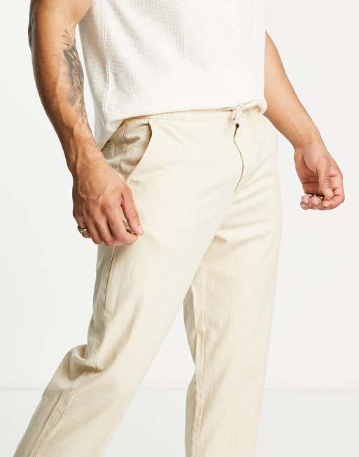 Pantalon en 2025 lin beige homme